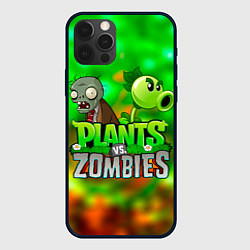 Чехол для iPhone 12 Pro Max Plants vs Zombies горохострел и зомби, цвет: 3D-черный