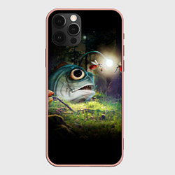 Чехол для iPhone 12 Pro Max Рыба в лесу, цвет: 3D-светло-розовый