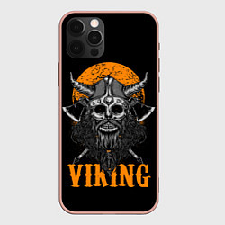 Чехол для iPhone 12 Pro Max ЧЕРЕП ВИКИНГА VIKINGS SKULL, цвет: 3D-светло-розовый