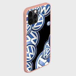 Чехол для iPhone 12 Pro Max Volkswagen logo Pattern, цвет: 3D-светло-розовый — фото 2