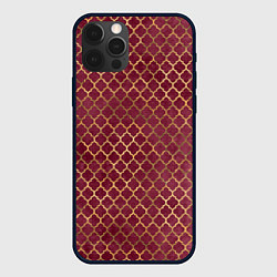 Чехол для iPhone 12 Pro Max Gold & Red pattern, цвет: 3D-черный