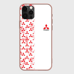 Чехол для iPhone 12 Pro Max Mitsubishi Mini logo Half pattern, цвет: 3D-светло-розовый