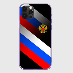 Чехол для iPhone 12 Pro Max ФЛАГ РОССИИ ЛИНИИ, цвет: 3D-сиреневый