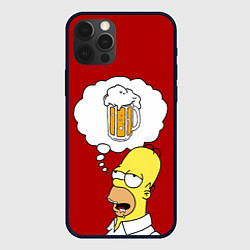 Чехол для iPhone 12 Pro Max Гомер думает о пиве Симпсоны Simpsons, цвет: 3D-черный