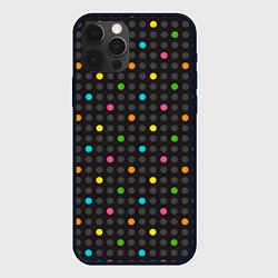 Чехол для iPhone 12 Pro Max Разноцветные точки, цвет: 3D-черный