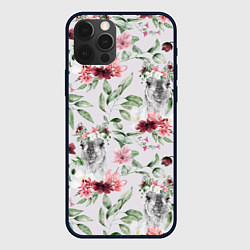 Чехол для iPhone 12 Pro Max Ламы и цветы, цвет: 3D-черный