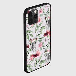 Чехол для iPhone 12 Pro Max Ламы и цветы, цвет: 3D-черный — фото 2