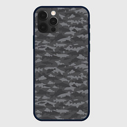 Чехол для iPhone 12 Pro Max Тёмно-Серый Камуфляж Рыбака, цвет: 3D-черный