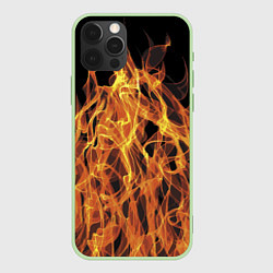 Чехол для iPhone 12 Pro Max Flame Pattern, цвет: 3D-салатовый