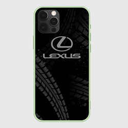 Чехол для iPhone 12 Pro Max Lexus следы шин, цвет: 3D-салатовый