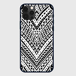 Чехол для iPhone 12 Pro Max Абстракция черно-белая Волны, полосы, вензеля Моно, цвет: 3D-черный