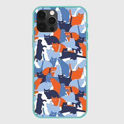 Чехол для iPhone 12 Pro Max Домашние Питомцы Кошки, цвет: 3D-мятный