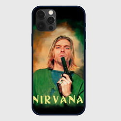 Чехол для iPhone 12 Pro Max Nirvana - Kurt Cobain with a gun, цвет: 3D-черный