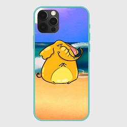 Чехол для iPhone 12 Pro Max Желтый слон, цвет: 3D-мятный