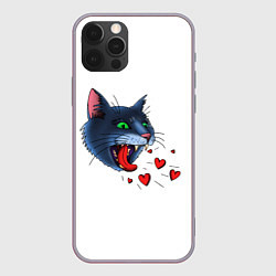 Чехол для iPhone 12 Pro Max Cat love meow, цвет: 3D-серый
