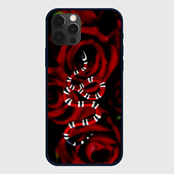 Чехол для iPhone 12 Pro Max Змея в Цветах Розы Snake Rose, цвет: 3D-черный