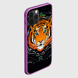 Чехол для iPhone 12 Pro Max Взгляд Тигра Eye of Tiger, цвет: 3D-сиреневый — фото 2