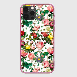 Чехол для iPhone 12 Pro Max Узор из летних роз Summer Roses Pattern, цвет: 3D-малиновый