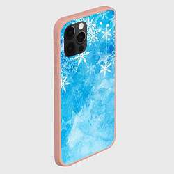 Чехол для iPhone 12 Pro Max Новогодние снежинки, цвет: 3D-светло-розовый — фото 2