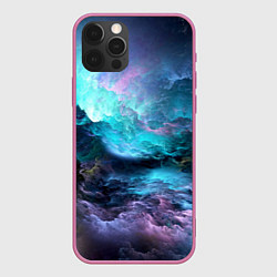 Чехол для iPhone 12 Pro Max Разноцветные тучи, цвет: 3D-малиновый