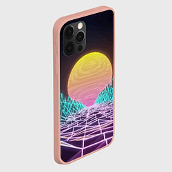 Чехол для iPhone 12 Pro Max Vaporwave Закат солнца в горах Neon, цвет: 3D-светло-розовый — фото 2