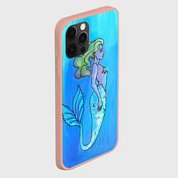 Чехол для iPhone 12 Pro Max Русалка с блестящим хвостом под водой, цвет: 3D-светло-розовый — фото 2