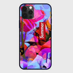 Чехол для iPhone 12 Pro Max Красочный летний цветочный паттерн Summer color pa, цвет: 3D-черный