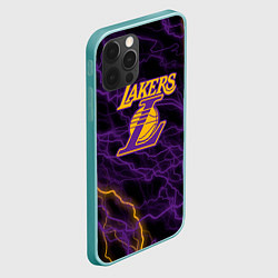 Чехол для iPhone 12 Pro Max Лейкерс Lakers яркие молнии, цвет: 3D-мятный — фото 2