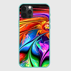 Чехол для iPhone 12 Pro Max Красочный абстрактный цветочный паттерн Color abst, цвет: 3D-мятный