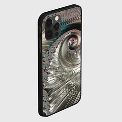 Чехол для iPhone 12 Pro Max Fractal pattern Spiral Серебристый фрактал спираль, цвет: 3D-черный — фото 2