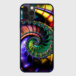 Чехол для iPhone 12 Pro Max Красочная фрактальная спираль Colorful fractal spi, цвет: 3D-черный