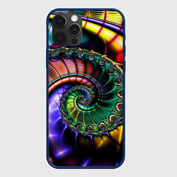 Чехол для iPhone 12 Pro Max Красочная фрактальная спираль Colorful fractal spi, цвет: 3D-тёмно-синий