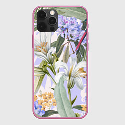 Чехол для iPhone 12 Pro Max Цветы Фиолетовые Дикие Джунгли, цвет: 3D-малиновый