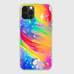 Чехол для iPhone 12 Pro Max Радужный рисунок, цвет: 3D-салатовый