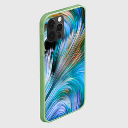 Чехол для iPhone 12 Pro Max Абстрактная красочная композиция Полосы Abstract c, цвет: 3D-салатовый — фото 2