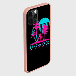 Чехол для iPhone 12 Pro Max Неоновые пальмы Иероглифы Neon Palm Tree, цвет: 3D-светло-розовый — фото 2