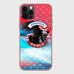 Чехол для iPhone 12 Pro Max Американский орел USA, цвет: 3D-светло-розовый