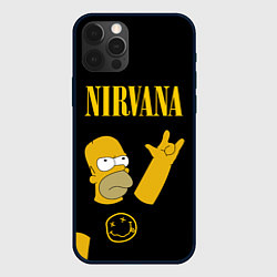 Чехол для iPhone 12 Pro Max NIRVANA ГОМЕР СИМПСОН, SIMPSONS, цвет: 3D-черный