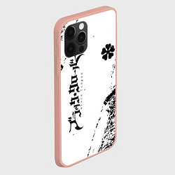 Чехол для iPhone 12 Pro Max Black clover чёрный клевер вертикальная надпись, цвет: 3D-светло-розовый — фото 2