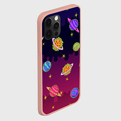 Чехол для iPhone 12 Pro Max Pizza in Space, цвет: 3D-светло-розовый — фото 2