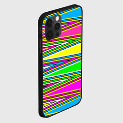 Чехол для iPhone 12 Pro Max Полосатый радужный разноцветный геометрический узо, цвет: 3D-черный — фото 2