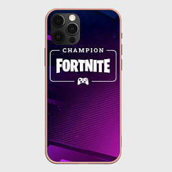 Чехол для iPhone 12 Pro Max Fortnite Gaming Champion: рамка с лого и джойстико, цвет: 3D-светло-розовый