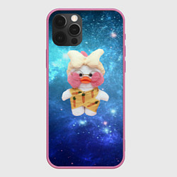 Чехол для iPhone 12 Pro Max Lalafanfan Duck в космосе, цвет: 3D-малиновый