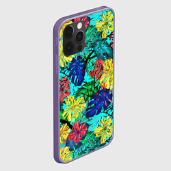 Чехол для iPhone 12 Pro Max Тропические растения на бирюзовом фоне, цвет: 3D-серый — фото 2