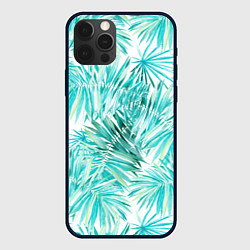 Чехол для iPhone 12 Pro Max Листья Пальмы Нарисованные Акварелью, цвет: 3D-черный