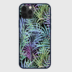 Чехол для iPhone 12 Pro Max Разноцветные Листья Пальм В Ночных Джунглях, цвет: 3D-черный