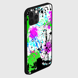 Чехол для iPhone 12 Pro Max Неоновые разноцветные пятна и брызги красок, цвет: 3D-черный — фото 2