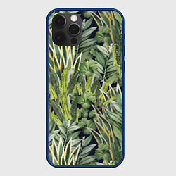 Чехол для iPhone 12 Pro Max Экзотические Летние Цветы и Листва, цвет: 3D-тёмно-синий