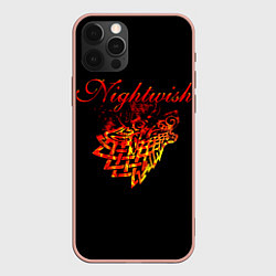 Чехол для iPhone 12 Pro Max Nightwish кельтский волк с горящей головой, цвет: 3D-светло-розовый