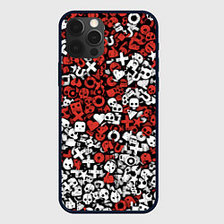 Чехол для iPhone 12 Pro Max Красно-белые знаки LDR, цвет: 3D-черный